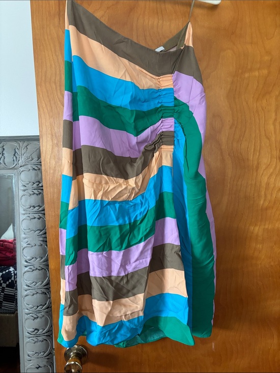 Tibi Dresses & Skirts - Tibi Multicolor Striped Silk Midi Skirt - Brown, Green, Blue, Lavender, Peach